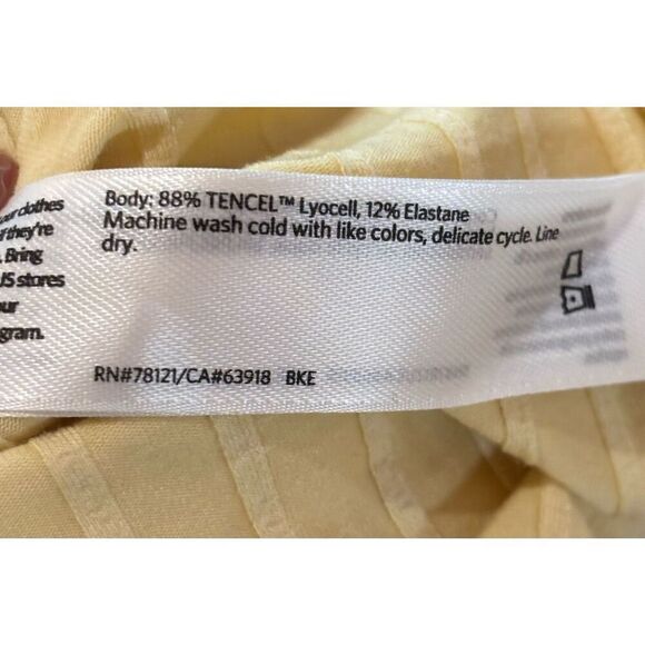 Eileen Fisher Washable Stretch Rib Funnel Neck Square Top in Pale Yellow NWT Siz - Picture 9 of 9
